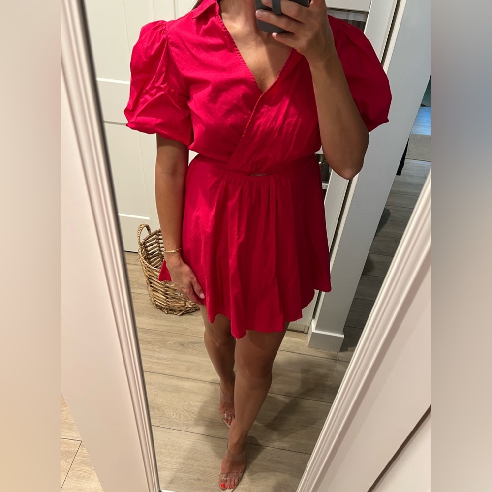 Pink Puff Sleeve Cotton Dress size XS